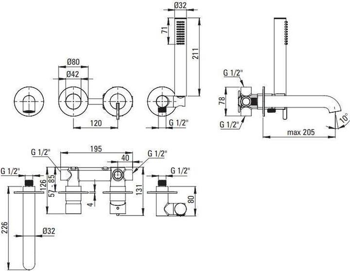 Actual product image Deante Silia 4 Holes Bath Mixer Concealed Brg