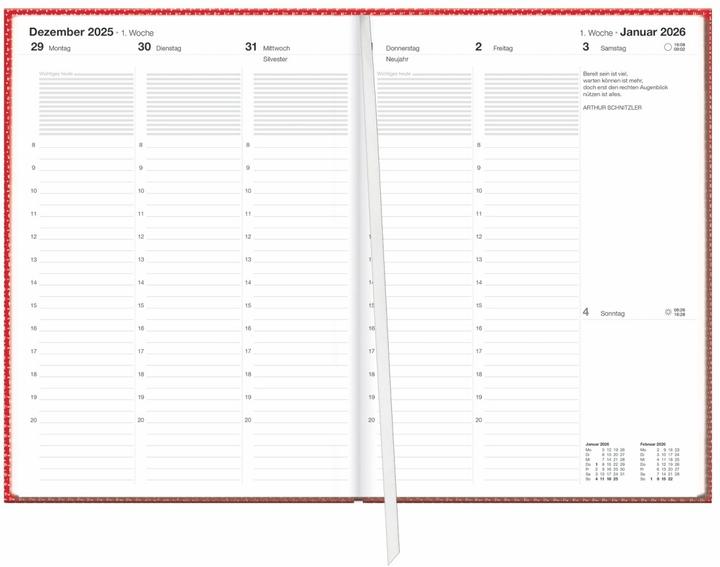 Image du produit Terminer A5, Struktur rot 2026 (A5, 1 semaine / 2 pages)