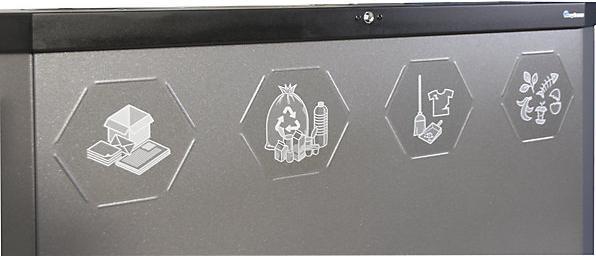 Image du produit Collecteur de tri SIXCO, quadruple, orifice de dépôt fermé, noir profond / gris (45 l)