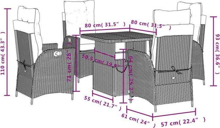 Produktbild vidaXL Garten Essgruppe (80 x 80 x 40 cm)
