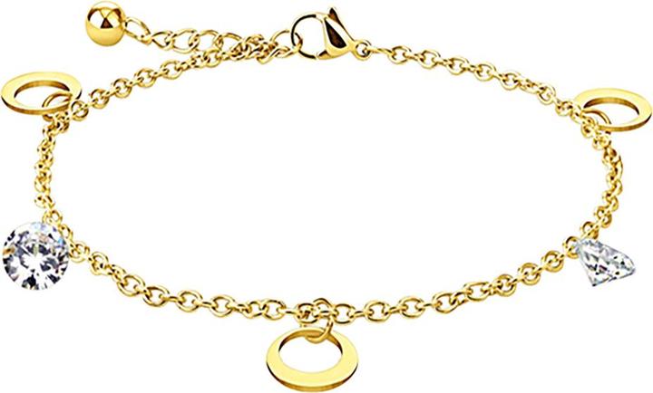 Star Piercing Kette vergoldet mit rundem Mond und Kristall (Chirurgenstahl 316L)