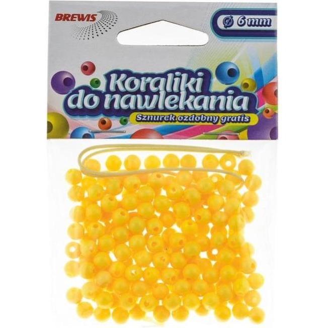 Brewis Gelbe Fädelperlen + Schnur 6mm 16g