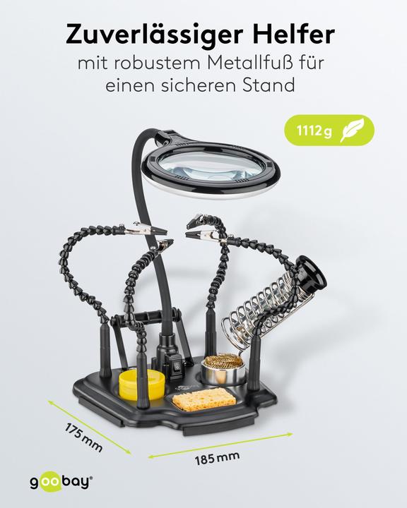 Image du produit Goobay Löthilfe mit Lupenleuchte und Schwanenhals-Armen (Lampe loupe)