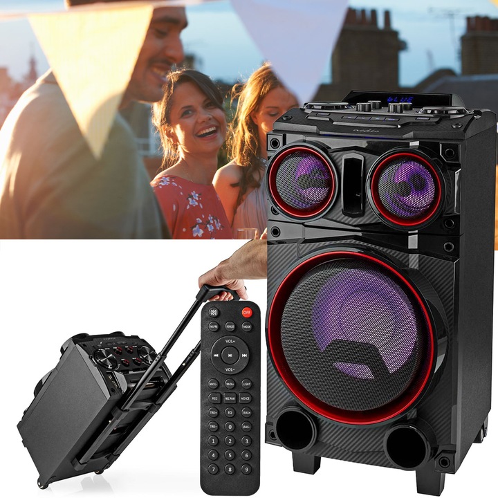 Produktbild Nedis Bluetooth®-Party-Lautsprecher | max. Batteriespielzeit: 6.5 Std | 120 W | Tragegriff | Partyli (6.50 h, Batteriebetrieb)