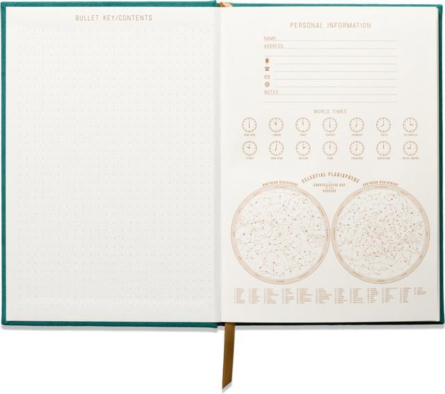 Image du produit Designworks Hard Cover Suede Cloth Journal W/Pocket Linear Boxes Vert (À rayures, Couverture rigide)