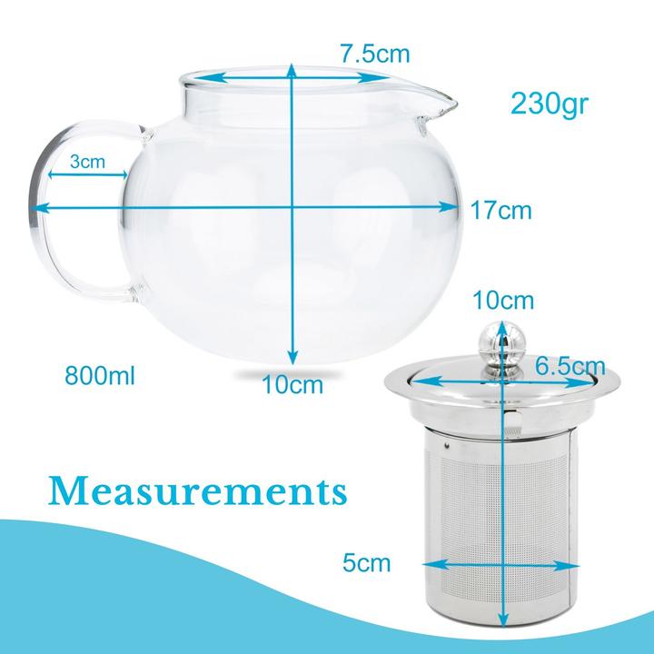 Actual product image Intirilife Teapot with filter 800ml (0.80 l)