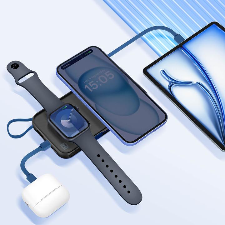 Produktbild 3MK Powerbank PastelUp 10,000mAh 22.5W z Magsafe + ładowanie Apple Watch czarny (10000 mAh, 22.50 W)