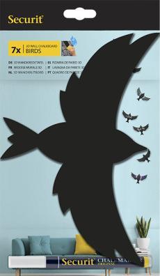Produktbild Securit 3D-Wand-Kreidetafel "BIRD", schwarz inklusive Montagematerial und Kreidemarker (28 x 16.30 cm)