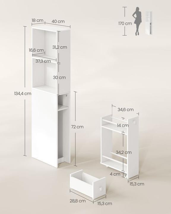 Produktbild Vasagle Badezimmerschrank (40 x 18 x 134.40 cm)