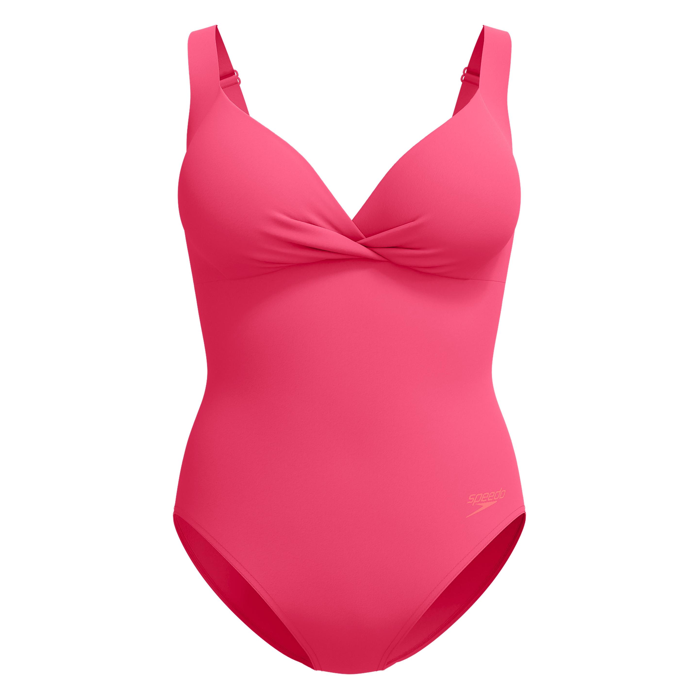 Speedo, Vrouwen, Badpakken, Vormgevende Kruisknoop 1 Stuk, Roze, Roze, (38)