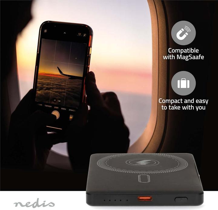 Immagine prodotto Nedis powerbank | 5000 mAh | kabelloses Laden | 1.67 / 2.22 / 3.0 A | Anzahl der Ausgänge: 1 | Ausga (5000 mAh, 20 W, 118.40 Wh)