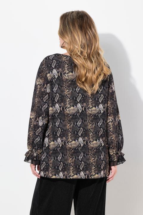 Produktbild Miamoda Bluse, Mesh mit Alloverdruck, weiter Langarm (56)
