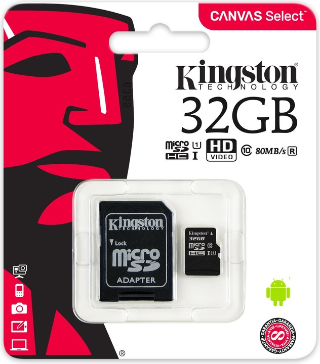Image du produit Kingston Canvas Select Plus (32 Go, microSDHC, U1, UHS-I)