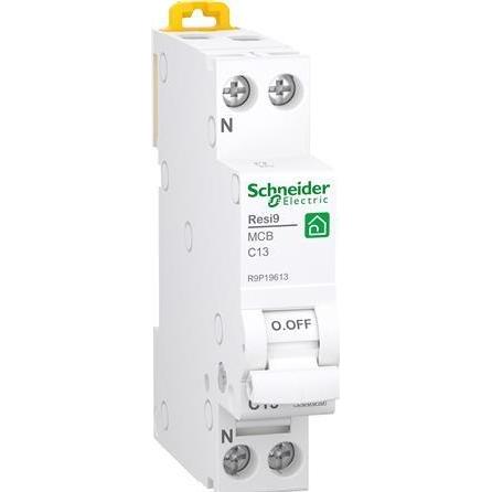 Schneider Electric, Fusibile, Resi9 XP MCB/Automatic Ring 1PN C Caratteristica 13A 6kA 18mm