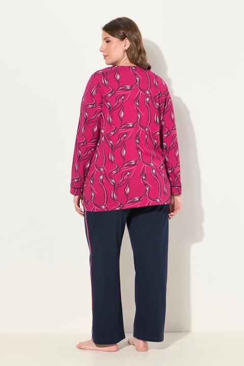 Produktbild Ulla Popken Pyjama, floraler Druck, V-Ausschnitt, Langarm (42, 44)