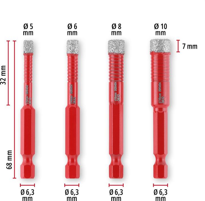 Actual product image Einhell Diamond tile drill bit set, 500404, XS case, 4-piece (5-10 millimetres)