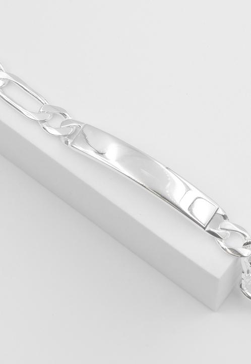 Immagine prodotto Muau Bracciale ID figaro in argento 925, 7,6 mm, 21 cm (21 cm, Argento 925)