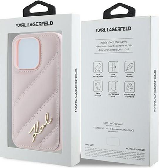 Produktbild Karl Lagerfeld KLHCP14XPQDSMGP iPhone 14 Pro Max 6.7" różowy/pink hardcase Diagonal Quilted Script (Apple iPhone 14 Pro Max)