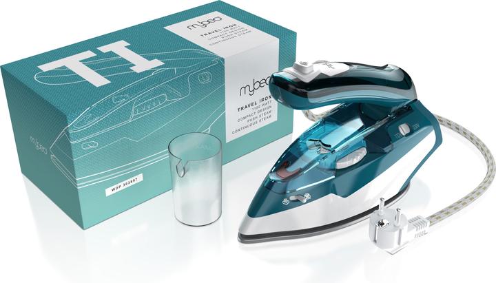 Actual product image Mybeo Travel iron, foldable iron 1100W, with steam & stainless steel gliding soleplate, dual voltage (1100 W)