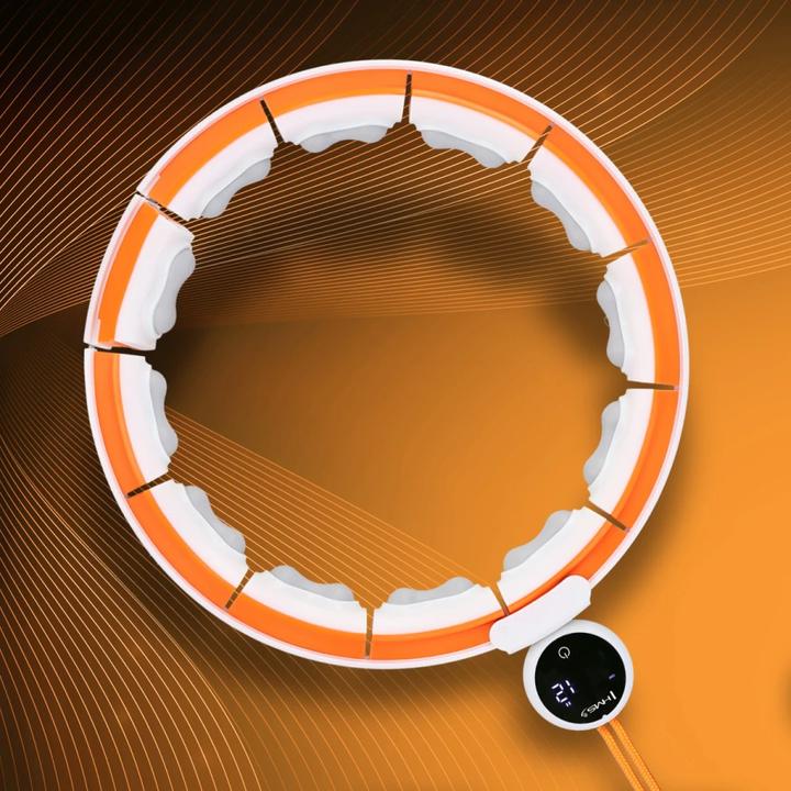 Image du produit HMS Hhm21 Hula Hoop Blanc/Orange Avec Aimants Tpe Patte Et Poids + Compteur (90 cm, 800 g)