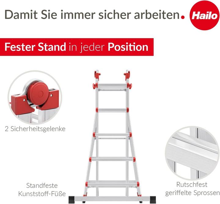 Immagine prodotto Hailo M80 (Scala doppia, Scala singola, Scaletta per scaffali, 88 cm)