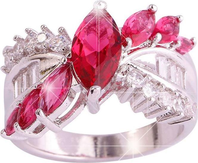 Produktbild Hermex versilberter Ring mit Ruby Spinel / Zirkonia - Gr. 55/ Size 7 (7, 55, 925 Silber)