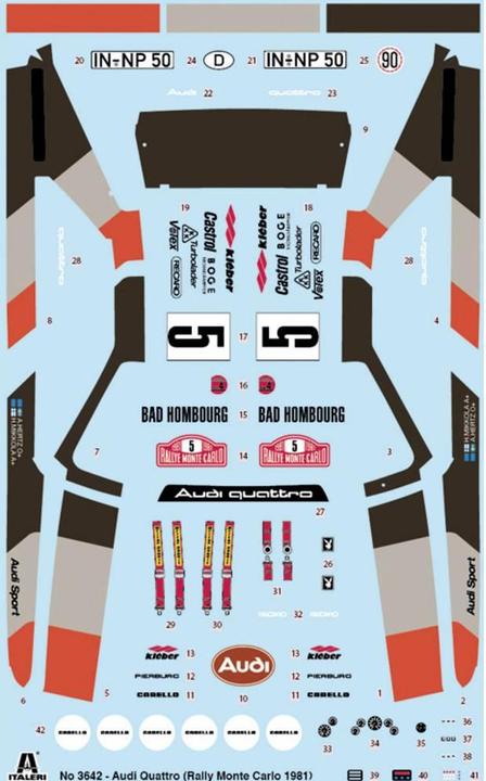 Actual product image Italeri 1:24 Audi Quattro Rally