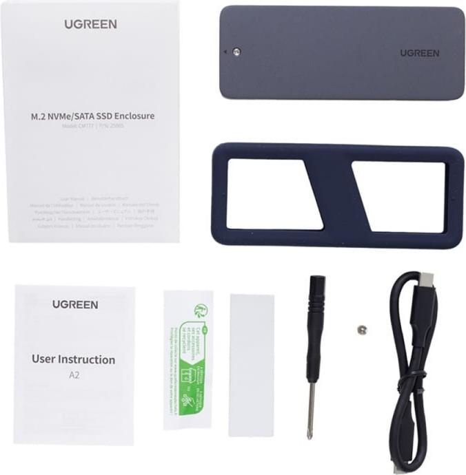 Produktbild Ugreen - Hard Drive Enclosure CM777 (25665) - M.2 NVMe/SATA SSD, 20Gbps, 8TB - Black (M.2)