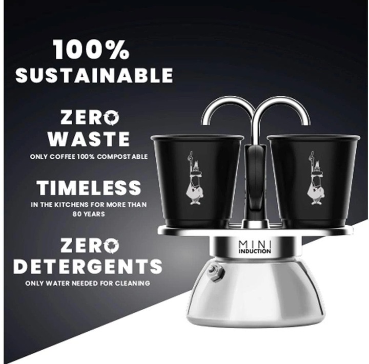 Actual product image Bialetti Mini Express Induction + 2 Mugs (2 T.)