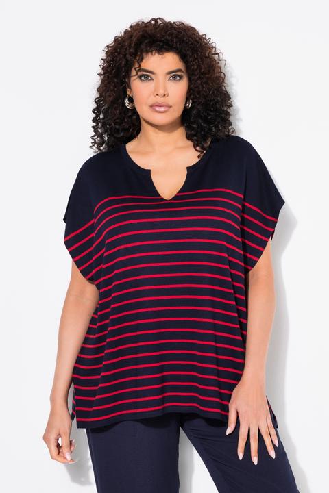Immagine prodotto Ulla Popken Pullover dal taglio oversize a righe con taglio a mantella e scollo a girocollo (50, 52)