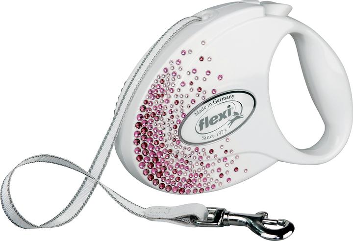 Produktbild Flexi Glam Splash Pink with Swarovski crystals M - Hund Rückziehbare Leine - 5 m - Weiss (M, Hund, Allgemein)