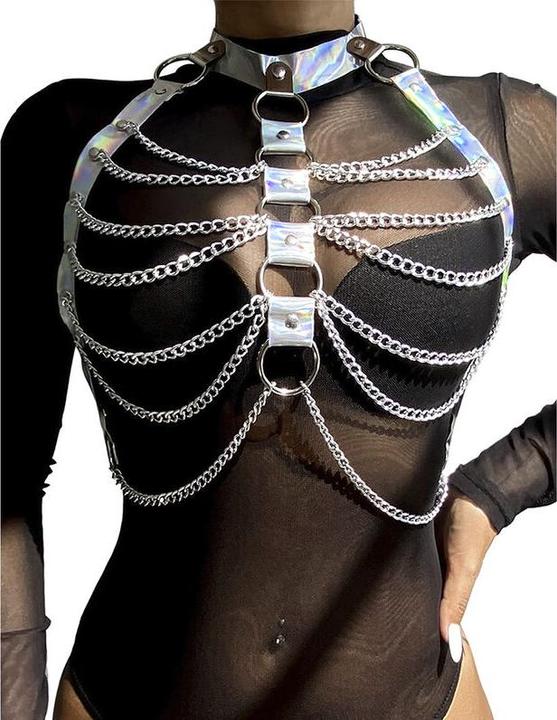 Produktbild Subblime 953737 Brustgurt Mit Ringen Und Ketten Silber Eine Grã–Sse