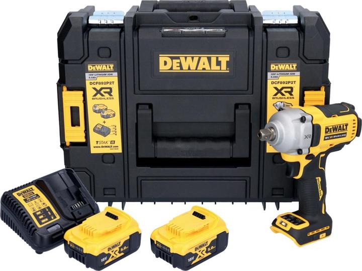 Produktbild DeWalt DCF 892 P2T Akku Schlagschrauber 18 V 813 Nm 1/2" Brushless + 2x Akku 5,0 Ah + Ladegerät +