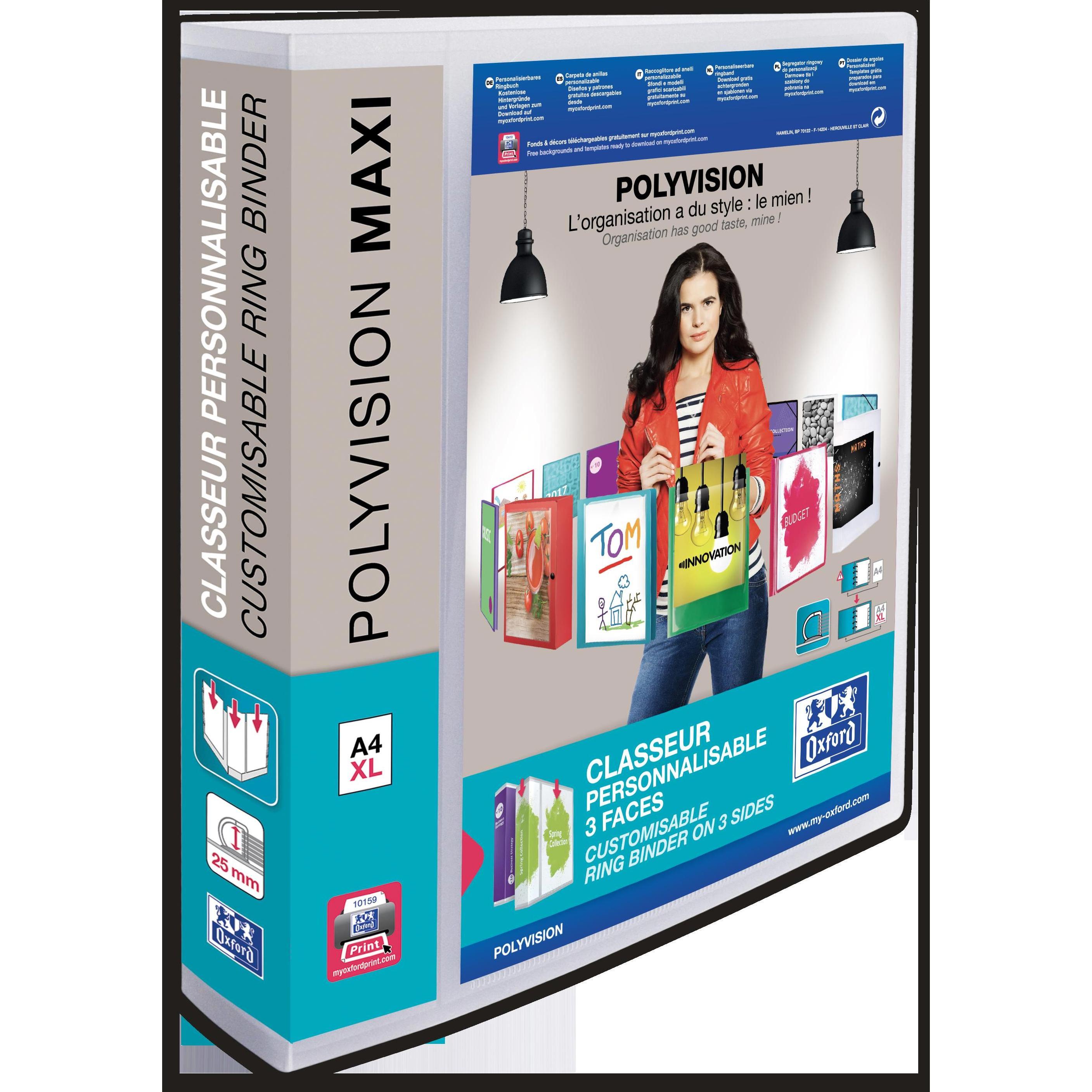 Elba, Ordner, Präsentationsringbuch POLYVISION Maxi, DIN A4+, 40 mm farblos, aus PP, 4-Ring-Reißverschluss (A4, 60 mm, 1...