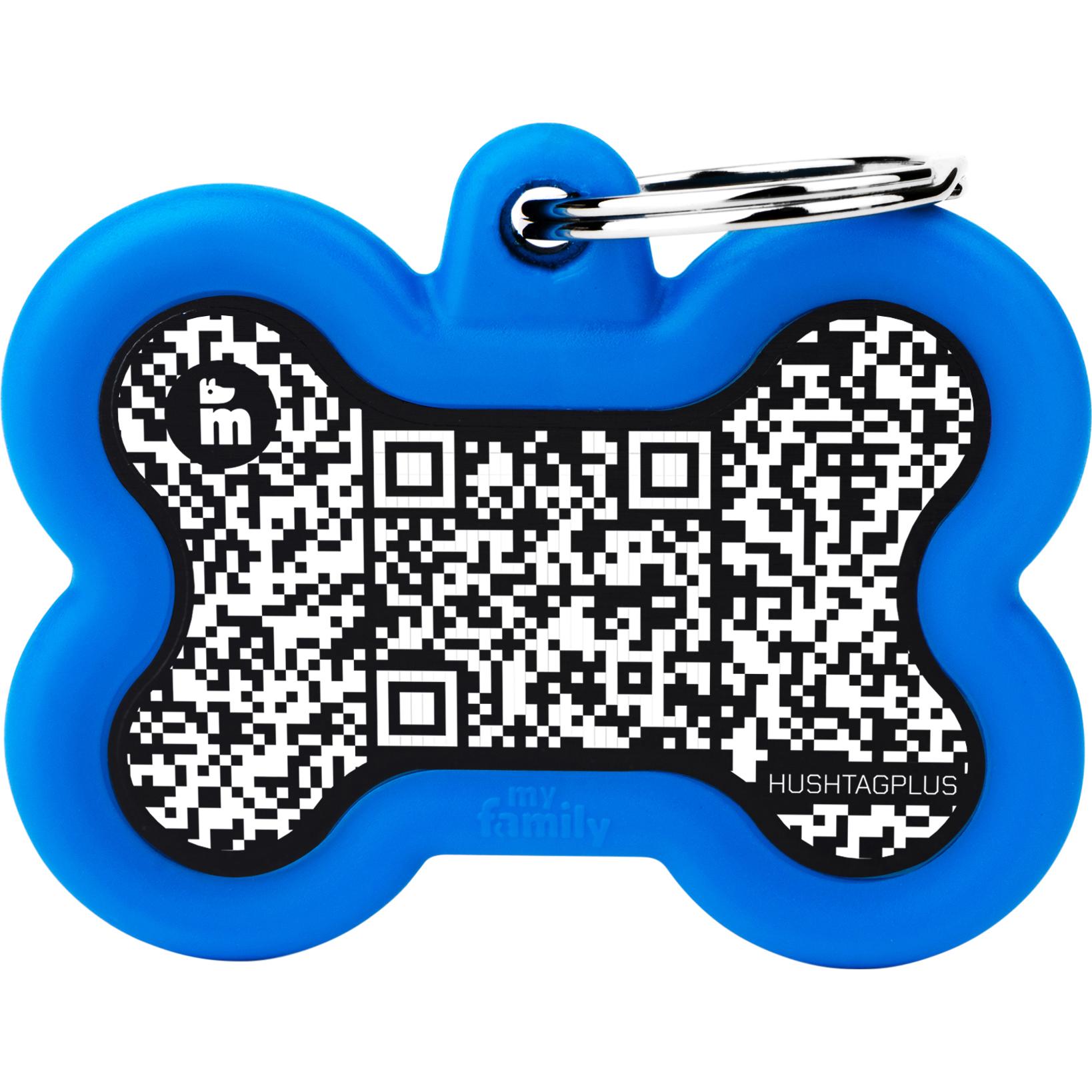 Myfamily MyFa tegn hush QR, ben sort, gummi blå (Cane), Collare + Guinzaglio