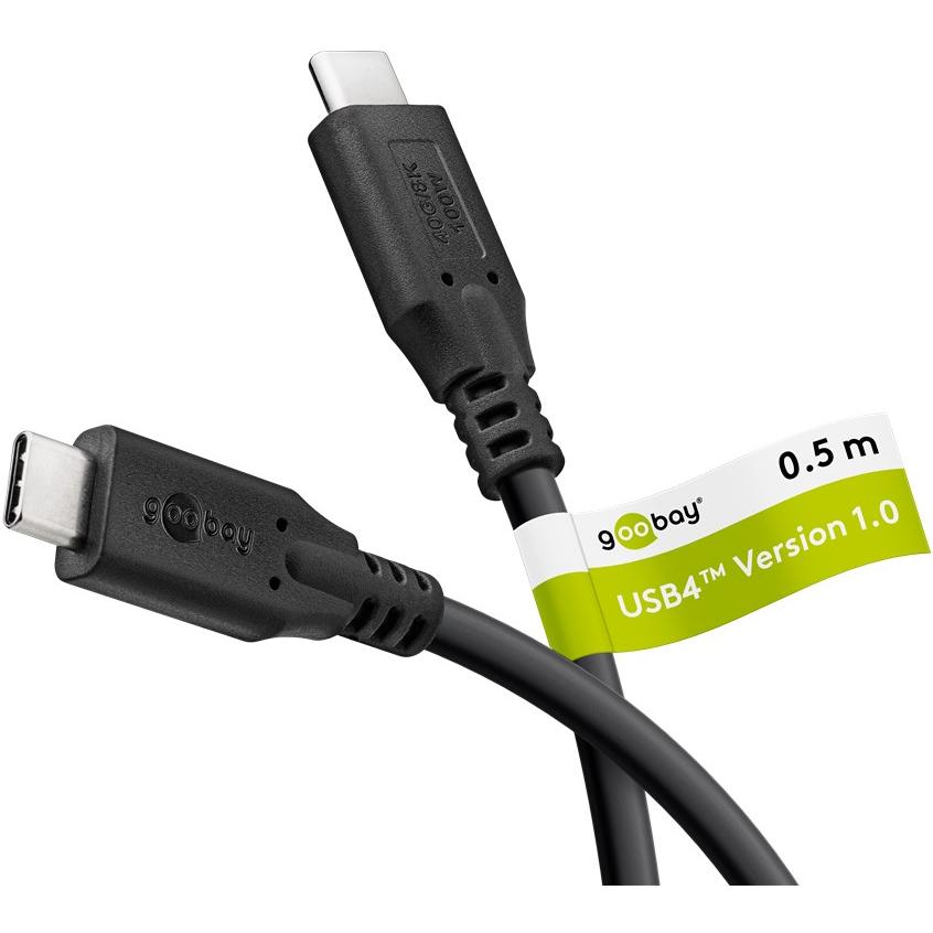 Goobay USB-C-Kabel, USB4, 100 W, 40 Gbit/s, Power Delivery, 0,5 m (0.50 m, USB 4.0), USB Kabel