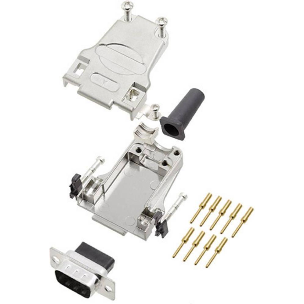 Encitech DTZF09-DBCP-K 6355-0048-01 D-SUB Stiftleisten-Set 180 ° Polzahl (num):, Elektronikkabel + Stecker, Silber