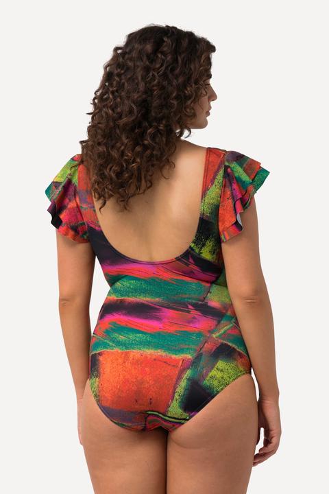 Image du produit Ulla Popken Maillot de bain à volant sur les manches, bonnets souples et décolleté rond (42)
