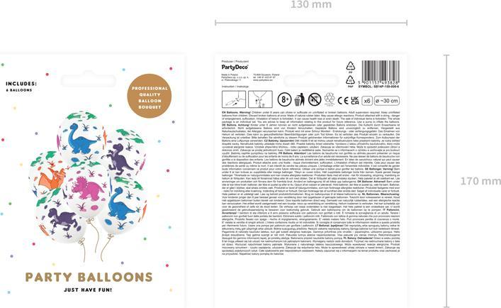 Immagine prodotto Partydeco Palloncini Dinosauro - 6 pezzi (6 x)