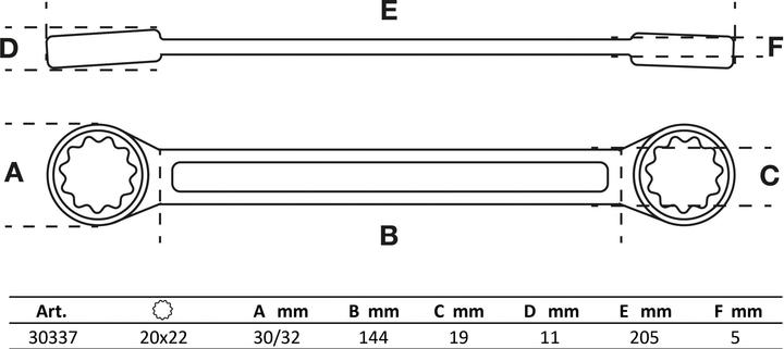 Actual product image BGS Double Ring Spanner extra flat 20 x 22 mm (20 mm)