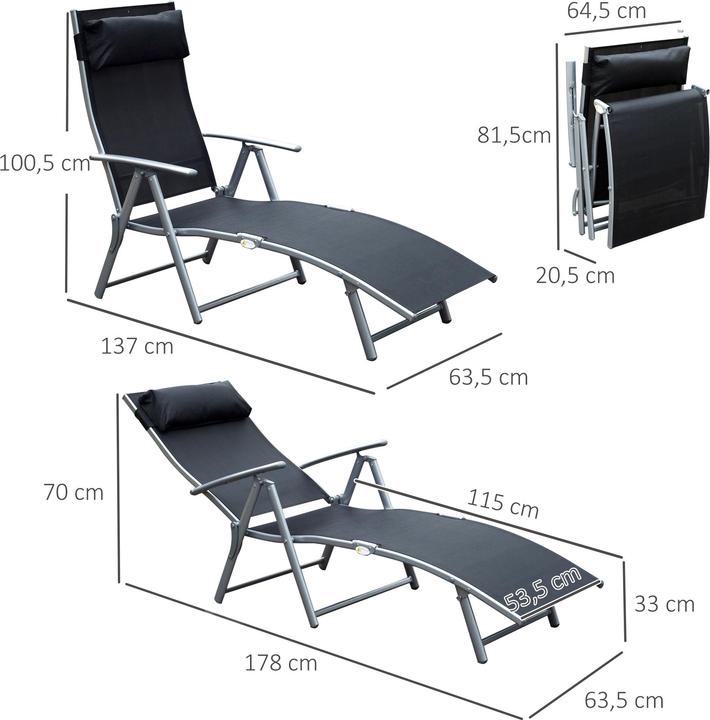 Actual product image Outsunny Garden lounger with cushion (180 cm)
