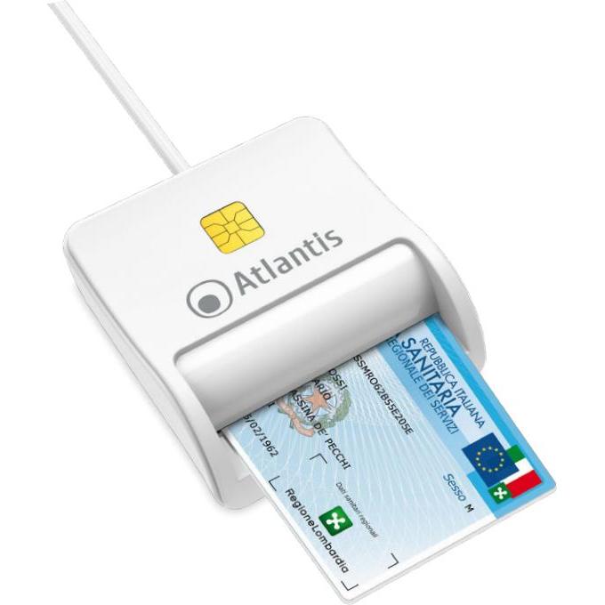 Atlantis Smart Card Reader für digitale Signaturen, Lettore di schede di memoria, Bianco