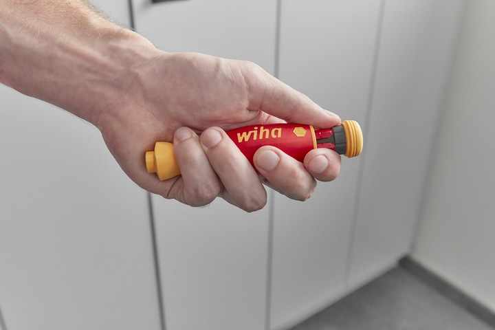 Productafbeelding Wiha Schroevendraaierset gemengd PocketMax elektrisch 4 st. met opbergbare bitset (Gleuf)