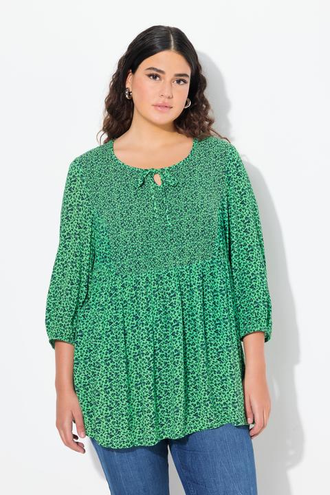 Produktbild Ulla Popken Smokbluse, Blüten, A-Linie, Rundhals, 3/4-Arm (50, 52)