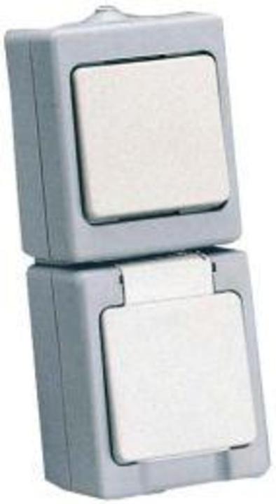 Actual product image Kopp Combination AP/FR universal switch with earth-contact socket outlet grey/white
