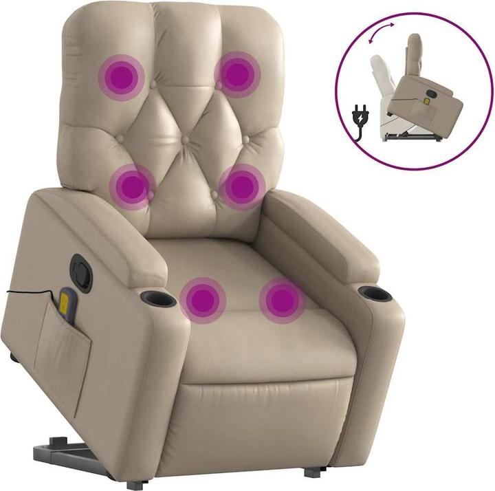 Actual product image vidaXL Massage armchair with stand-up aid TV armchair Relax armchair cappuccino-brown