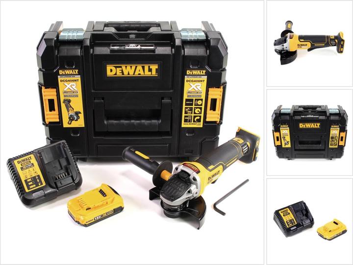 DeWalt DCG 406 D1 Akku Winkelschleifer 18V 125mm Brushless + 1x Akku 2,0Ah + Ladegerät + TSTAK (125 mm)