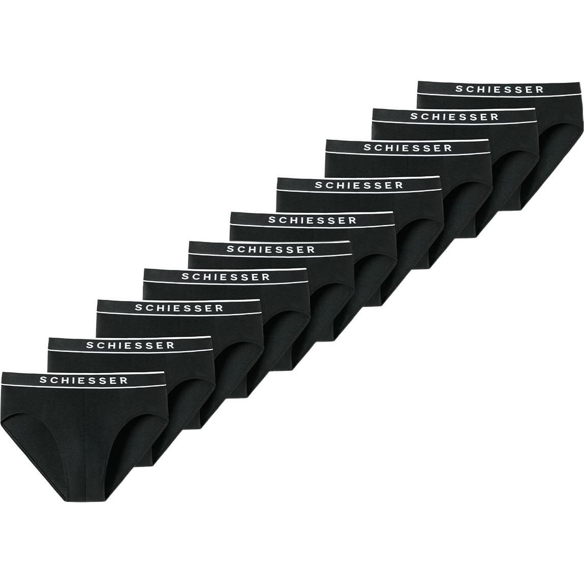 Schiesser, Herren, Unterhosen, 10er Pack 95/5 Organic Cotton Rio Slip / Unterhose, Schwarz, (XXL, 10er Pack)