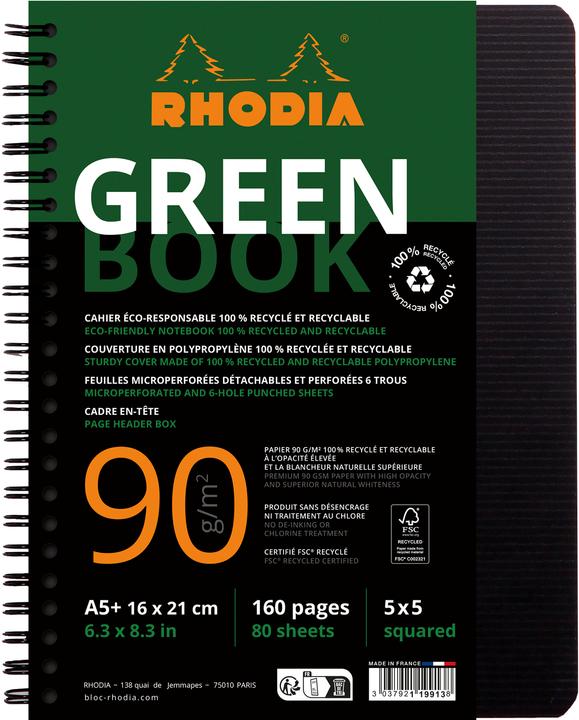 Rhodia Rhodiactive Greenbook (A5, Checked, Soft cover)