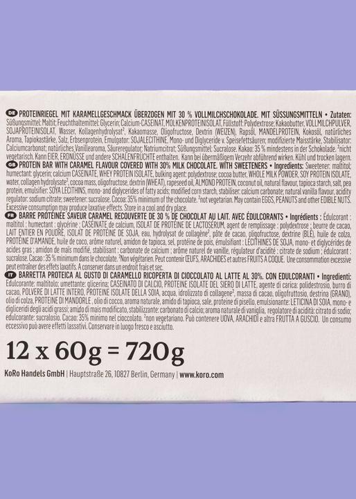 Valori nutrizionali e ingredienti KoRo Barretta proteica croccante (60 g, 12 pz.)